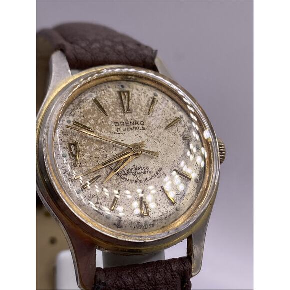 Brenko Swiss Incabloc Mens Watch 17 Jewels Gold Tone Vintage Mechanical Works! main image 5